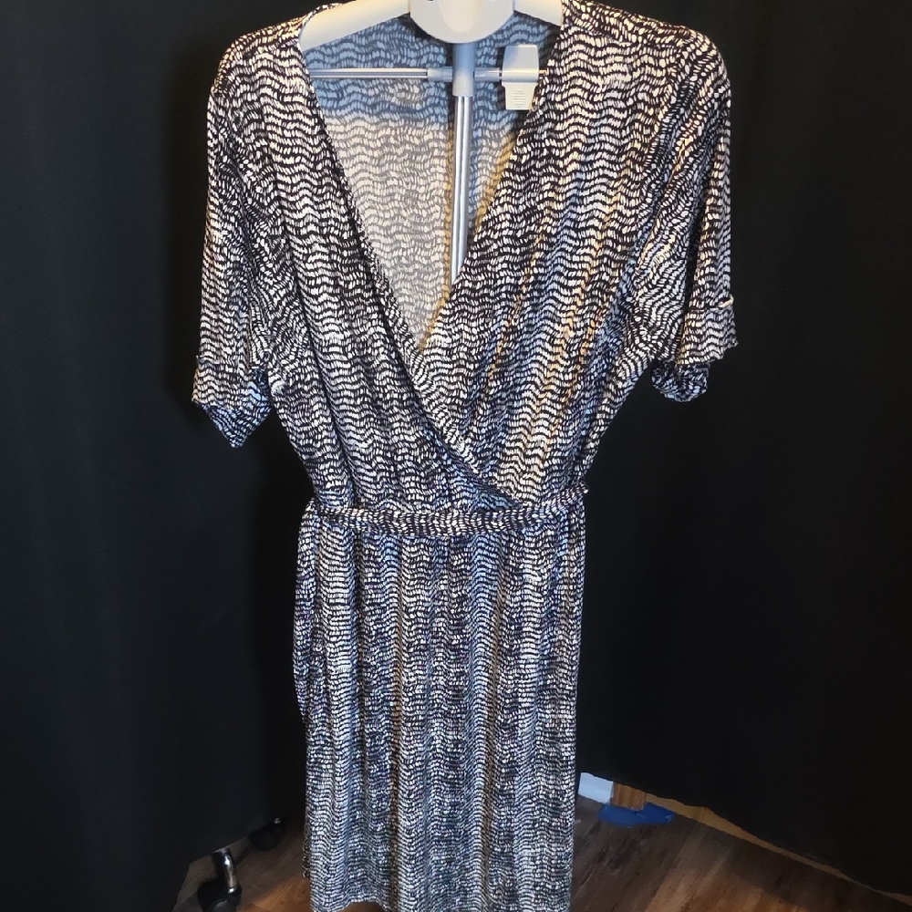 Apt. 9 Black and White Patterned Midi Dress